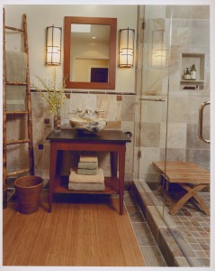 Japanese bath with lighting