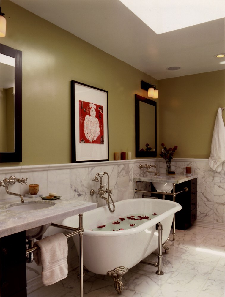 tile design, marble tile, traditional, classic, claw foot tub